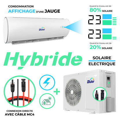 Climatiseur Réversible Solaire Hybride de 2500W – Le Confort Écologique pour les Antilles-Guyane